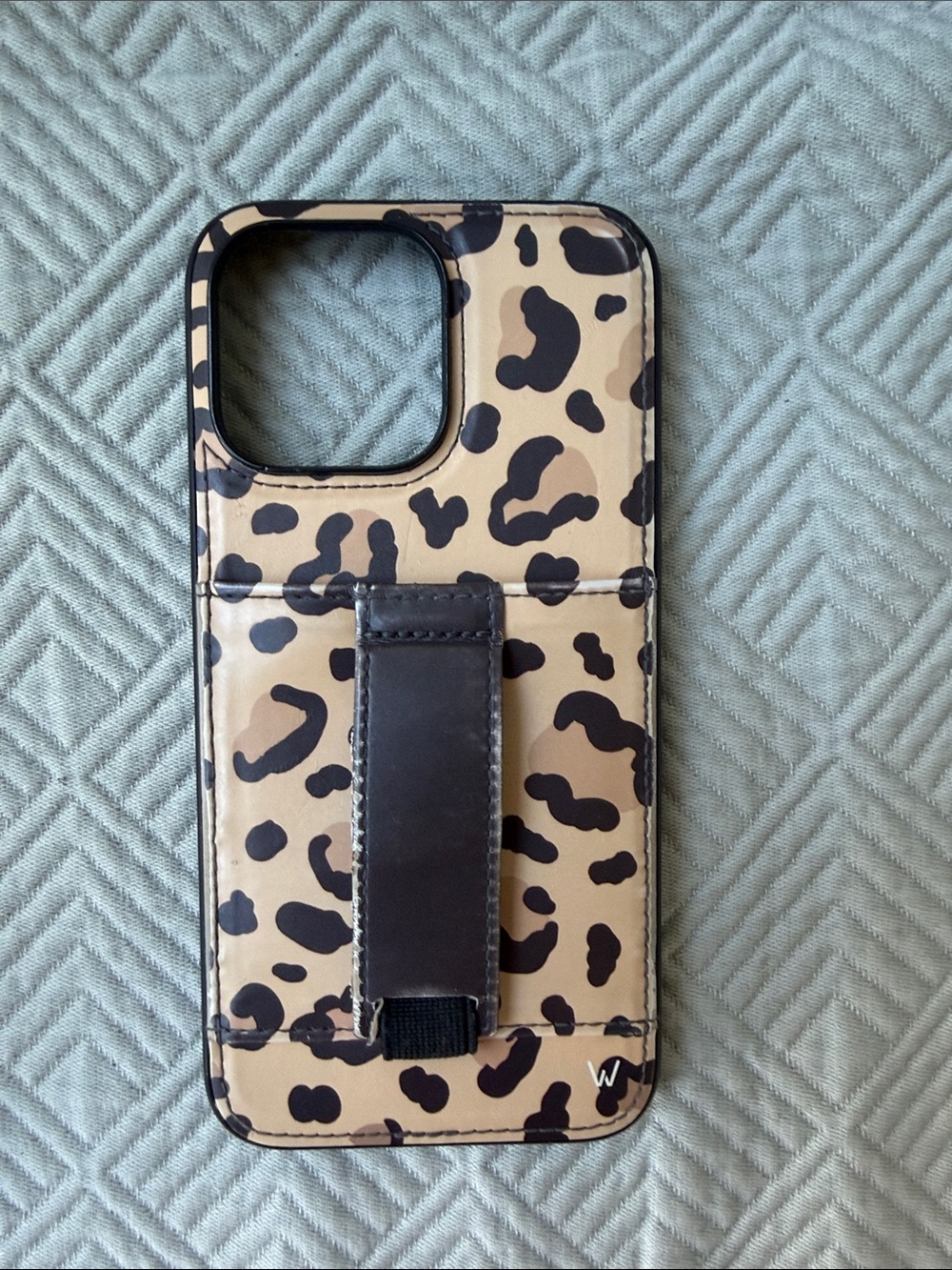 Leopard Print Walli iPhone 14 Pro Max Case with Card Strap